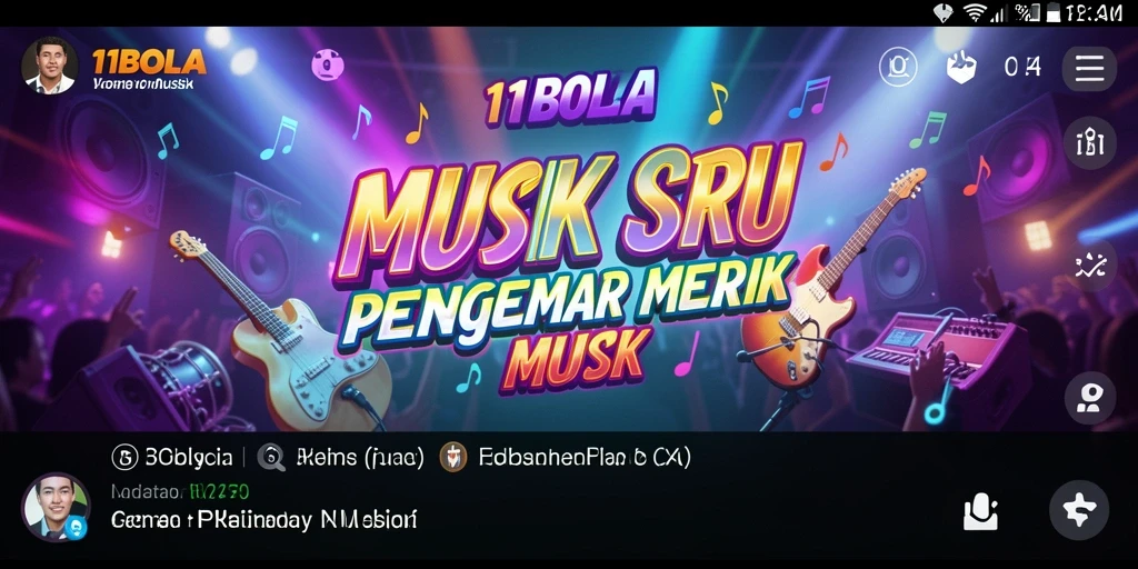 Tampilan gameplay 11BOLA dengan lagu-lagu musik yang seru.