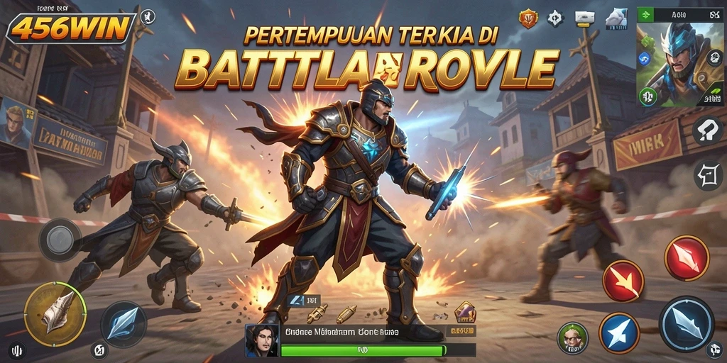 Tangkapan layar menunjukkan aksi mendebarkan di 456WIN, pertempuran seru Battle Royale.