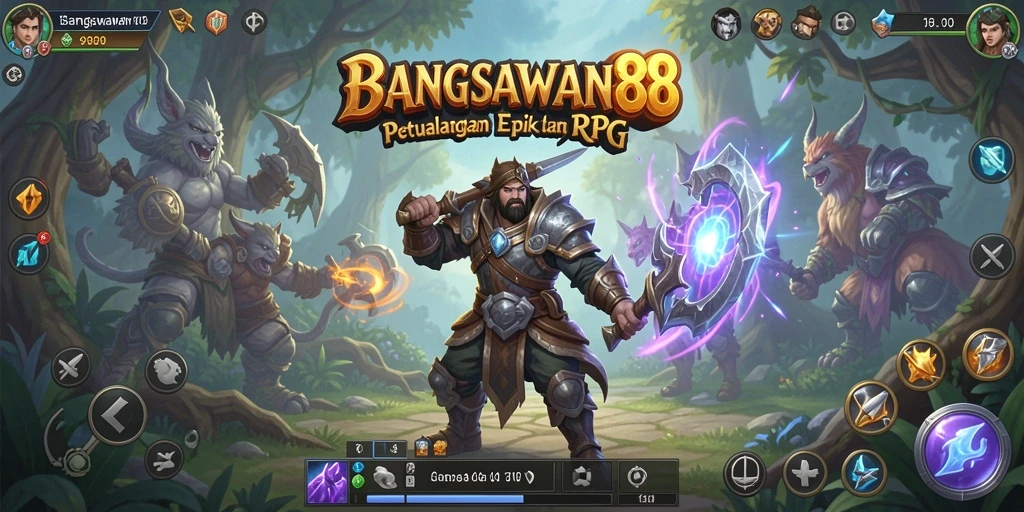 Tampilan gameplay epik dengan aksi seru di BANGSAWAN88.