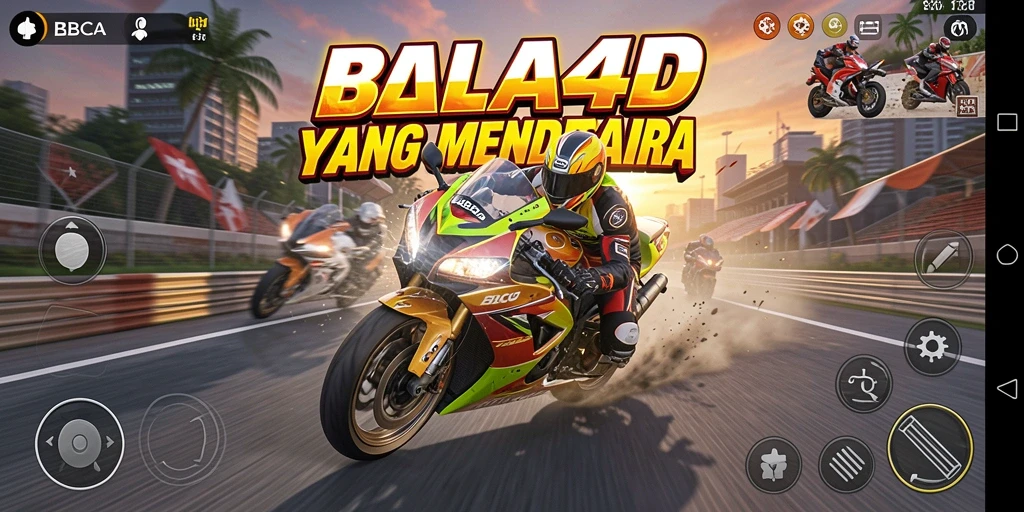 Tampilan gameplay menarik dari BBCA4D saat balapan motor.