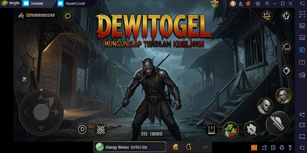 Screenshot DEWITOGEL menunjukkan ketegangan gameplay dalam suasana seram.