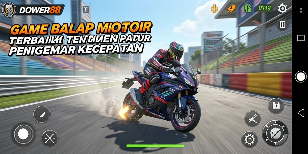 Gameplay mendebarkan di trek balap motor DOWER88.