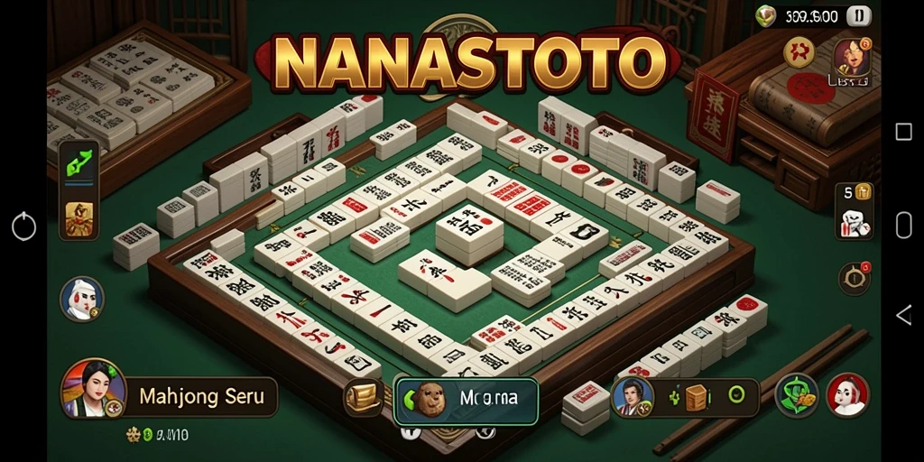 Tampilan gameplay NANASTOTO dengan ubin Mahjong yang cantik.