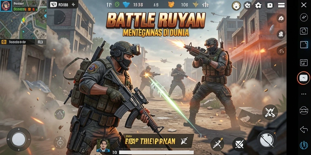 Screenshot gameplay RDI88 menampilkan pertempuran intens dan aksi mendebarkan.