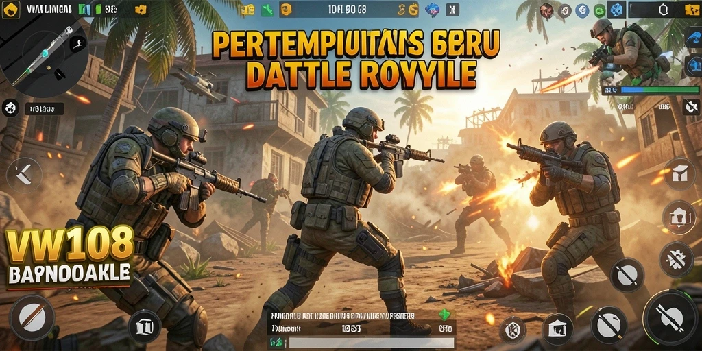Screenshot VW108 menampilkan aksi pertempuran mendebarkan di medan perang.