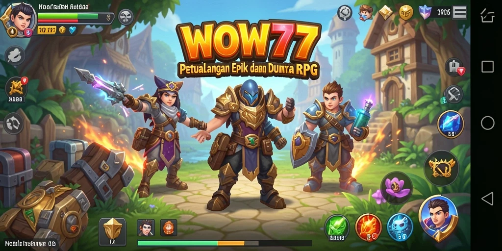 Tampilan gameplay WOW77 dengan aksi RPG yang intens.