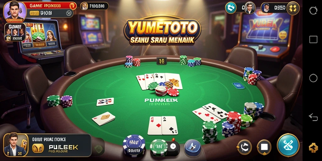 Tampilan gameplay seru dalam aplikasi YUMETOTO yang menampilkan aksi Poker.
